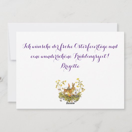 Frohe Ostern Karte Mit Hase Deutscher Text (Rückseite)
