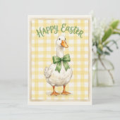 Frohe Ostern Karte mit weißer Ente (Stehend Vorderseite)