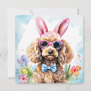 Frohe Ostern Karte Süßer Bunny Pudel Wasserfarbe H