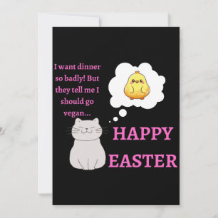 Frohe Ostern Katzenliebhaber und Veganer - Grußkar Feiertagskarte