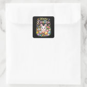 Frohe Ostern kleiner Hase Quadratischer Aufkleber (Tasche)