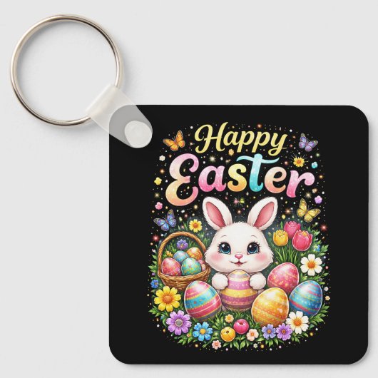 Frohe Ostern kleiner Hase Schlüsselanhänger (Vorderseite)