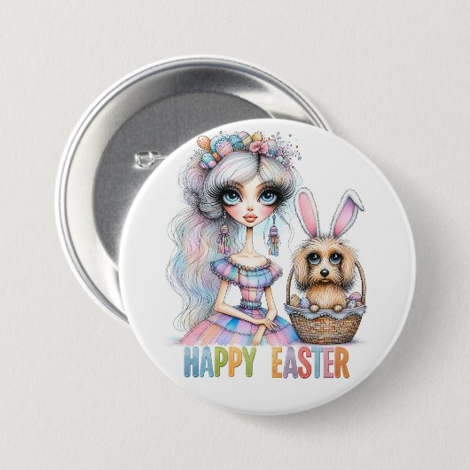 Frohe Ostern Knopf Button (Vorne & Hinten)