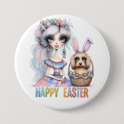 Frohe Ostern Knopf Button (Vorderseite)