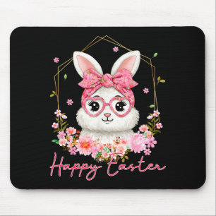 Frohe Ostern kokette Blumen-Hase Frauen Mädchen Ki Mousepad