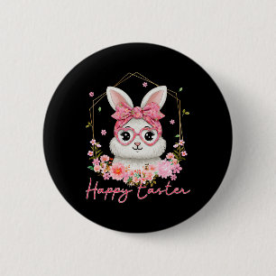 Frohe Ostern Kokette Florale Hase Frauen Mädchen K Button