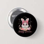Frohe Ostern Kokette Florale Hase Frauen Mädchen K Button (Vorne & Hinten)