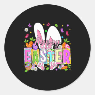Frohe Ostern Kokette Schleife Kaninchen Hase Oster Runder Aufkleber