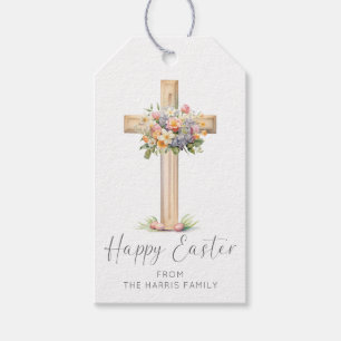 Frohe Ostern Kreuz Floral Geschenkanhänger