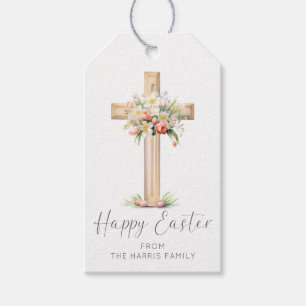 Frohe Ostern Kreuz Floral Geschenkanhänger