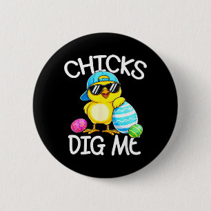 Frohe Ostern Küken graben Ostern Kleinkind Jungen  Button