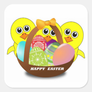 "FROHE OSTERN" KÜKEN QUADRATISCHER AUFKLEBER