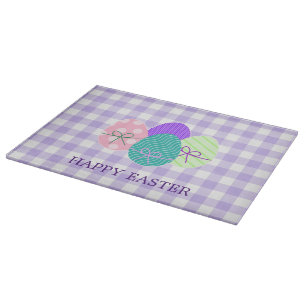 Frohe Ostern Land Lavendel Gingham-Muster Schneidebrett