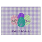 Frohe Ostern Land Lavendel Gingham-Muster Schneidebrett (Vorderseite)