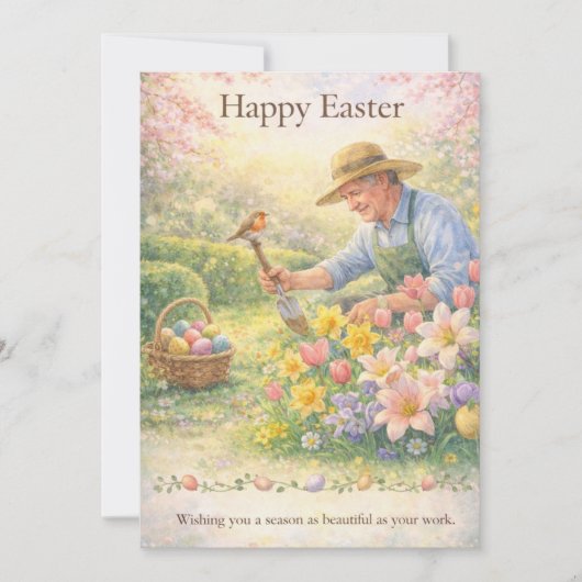 Frohe Ostern Landschaftsgärtner Gärtner Beruf Feiertagskarte (Vorderseite)