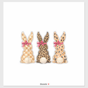 Frohe Ostern Leopard Bunny Coquette Schleife Mädch Aufkleber