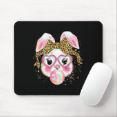 Frohe Ostern Leopard Coquette Schleife Hase Bläst  Mousepad (Mit Mouse)