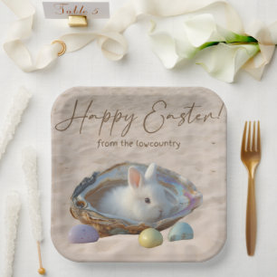 Frohe Ostern Lowcountry Austernschale und Hase Pappteller