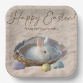 Frohe Ostern Lowcountry Austernschale und Hase Pappteller (Vorderseite)