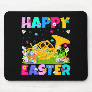 Frohe Ostern lustig floral französisches Horn Oste Mousepad