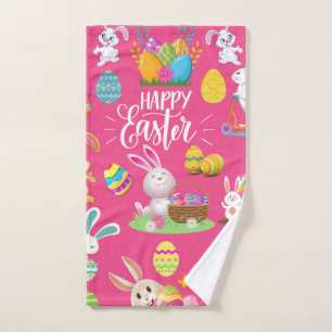 Frohe Ostern, Lustige Häschen-Wünsche und Bunt Handtuch