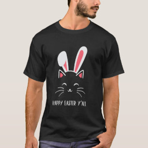 Frohe Ostern Lustige Hasenohren Katzen Gesicht Ost T-Shirt