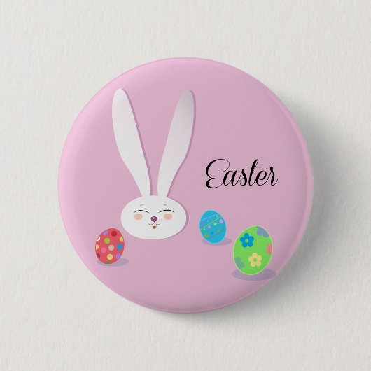 Frohe Ostern Lustiger Hase Button (Vorderseite)