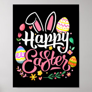 Frohe Ostern Lustiger Hase Eier Retro Jungen Gi Poster