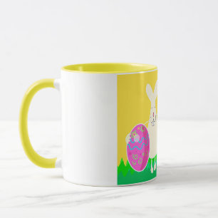 Frohe Ostern - lustiger Hase mit Eiern Tasse