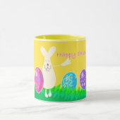 Frohe Ostern - lustiger Hase mit Eiern Tasse (Zentrum)