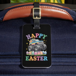 Frohe Ostern Lustiger Monster Truck zerdrückt Eier Gepäckanhänger