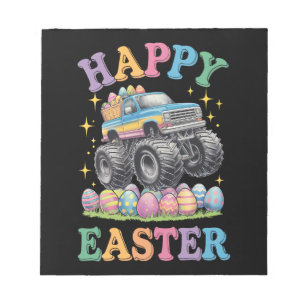 Frohe Ostern Lustiger Monster Truck zerdrückt Eier Notizblock