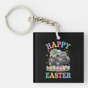 Frohe Ostern Lustiger Monster Truck zerdrückt Eier Schlüsselanhänger