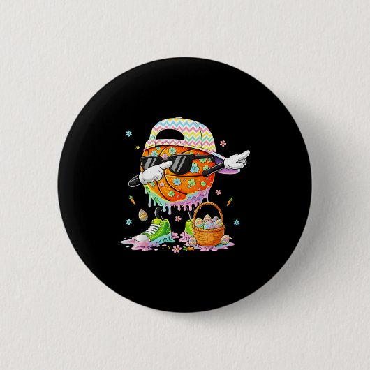Frohe Ostern lustiger Osterhase Basketball Männer Button (Vorderseite)