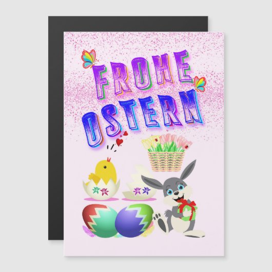 Frohe Ostern Magneteinladung (Vorne/Hinten)
