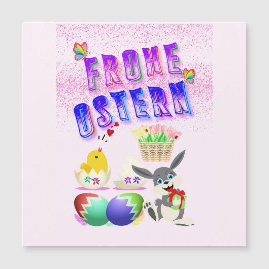 Frohe Ostern Magnetkarte (Vorderseite)