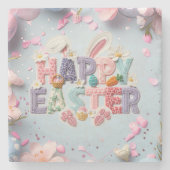 Frohe Ostern Metal Steinuntersetzer (Vorderseite)