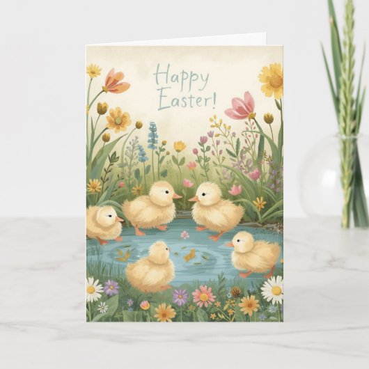 Frohe Ostern mit Baby-Enten Karte (Vorderseite)