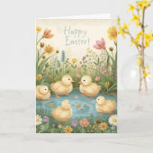Frohe Ostern mit Baby-Enten Karte (Gelbe Blume)