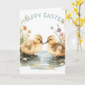 Frohe Ostern mit Baby-Enten Karte (Gelbe Blume)