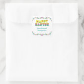 Frohe Ostern mit Blume Quadratischer Aufkleber (Tasche)