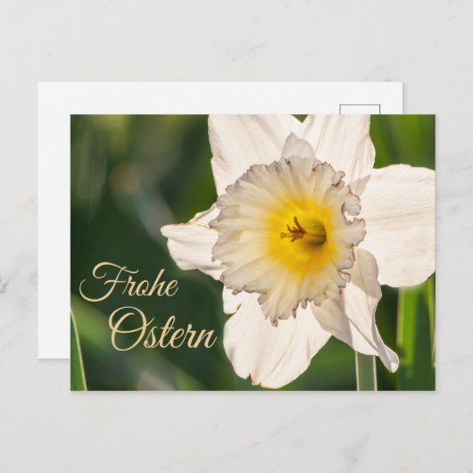 Frohe Ostern mit Blumengruß Postkarte (Vorne/Hinten)