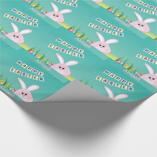 Frohe Ostern mit Bunny & Eggs Personalisiert Geschenkpapier (Ecke)