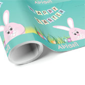 Frohe Ostern mit Bunny & Eggs Personalisiert Geschenkpapier (Rolleneckpunkt)