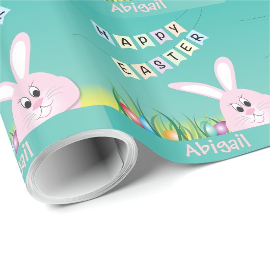 Frohe Ostern mit Bunny & Eggs Personalisiert Geschenkpapier (Rolleneckpunkt)