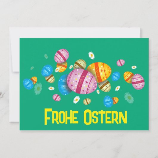 Frohe Ostern mit bunten Eiern Feiertagskarte (Vorderseite)