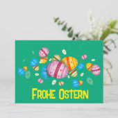 Frohe Ostern mit bunten Eiern Feiertagskarte (Stehend Vorderseite)
