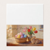 Frohe Ostern mit bunten Eiern und Tulpen (Außenseite Aufgefaltet)