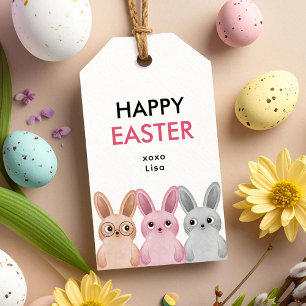 Frohe Ostern mit drei süßen Babykaninchen Geschenkanhänger
