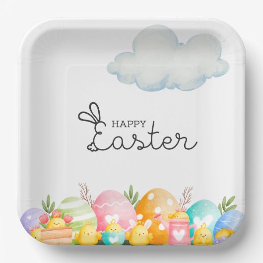 Frohe Ostern mit Eiern Postkarte Pappteller (Vorderseite)
